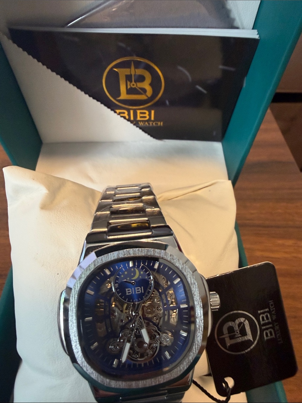 BiBi Luxury 42 MM Men's Silver Watch with Blue Dial